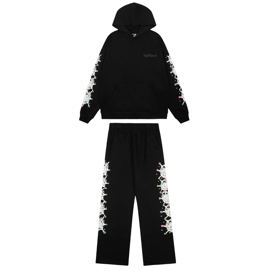Buzo Sp5der Negro Camo Rosa