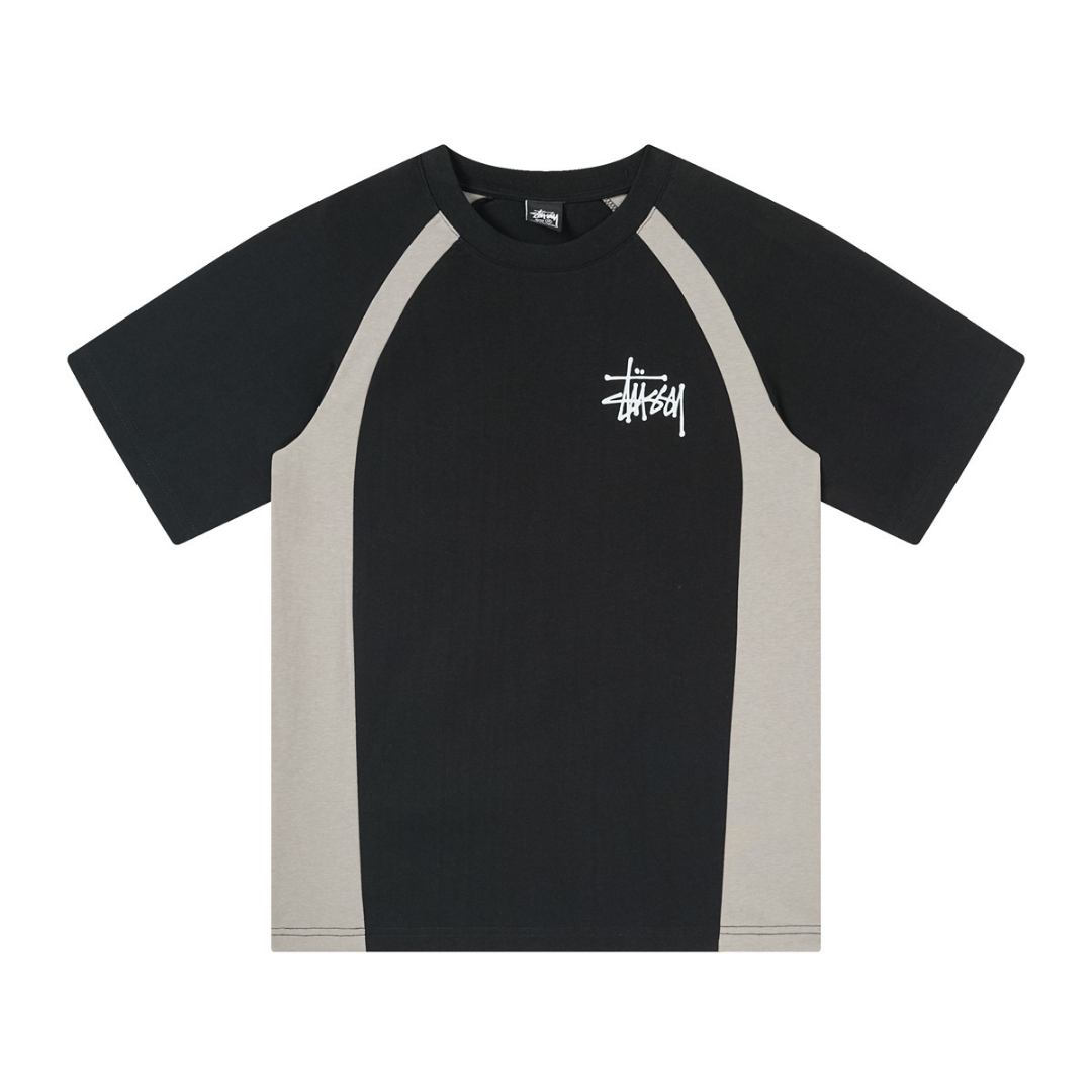 Camiseta Stussy Negro Gris Logo Blanco