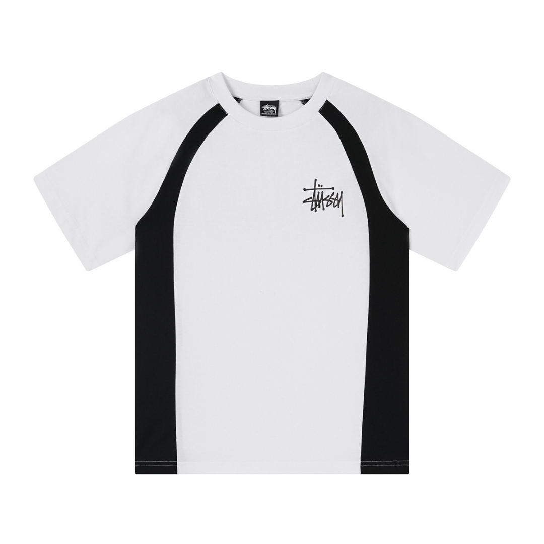 Camiseta Stussy Blanco Paneles Logo Negro