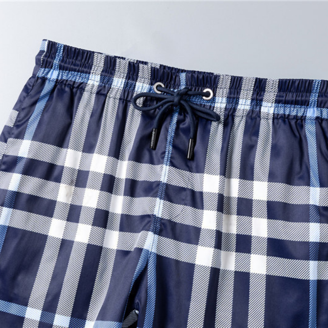 BB Monogram Shorts Azul Plaid 2