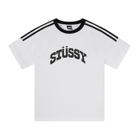 Camiseta Stussy Blanco Logo Negro Rayas