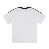 Camiseta Stussy Blanco Logo Negro Rayas
