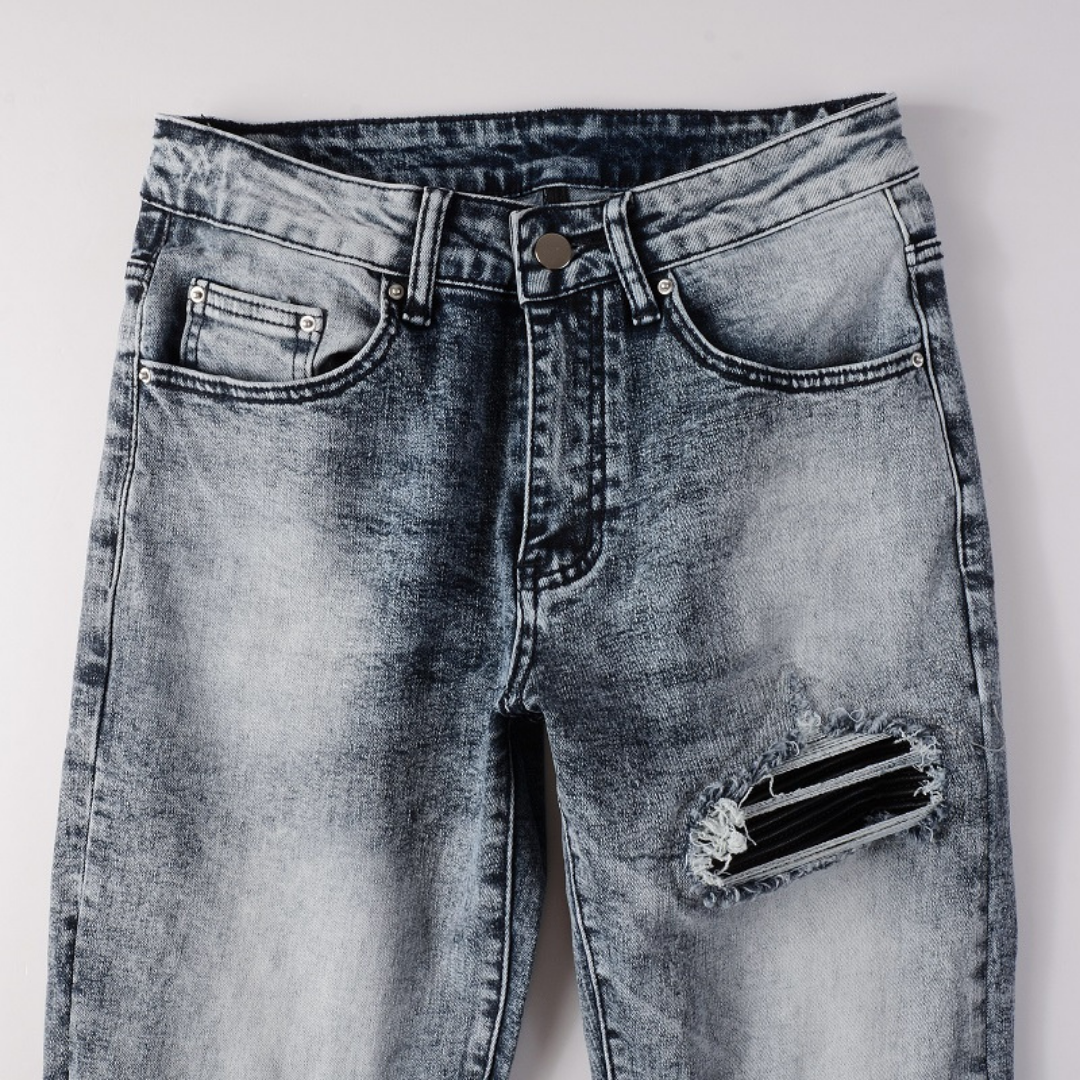 Amr Black Patch Jeans Negro