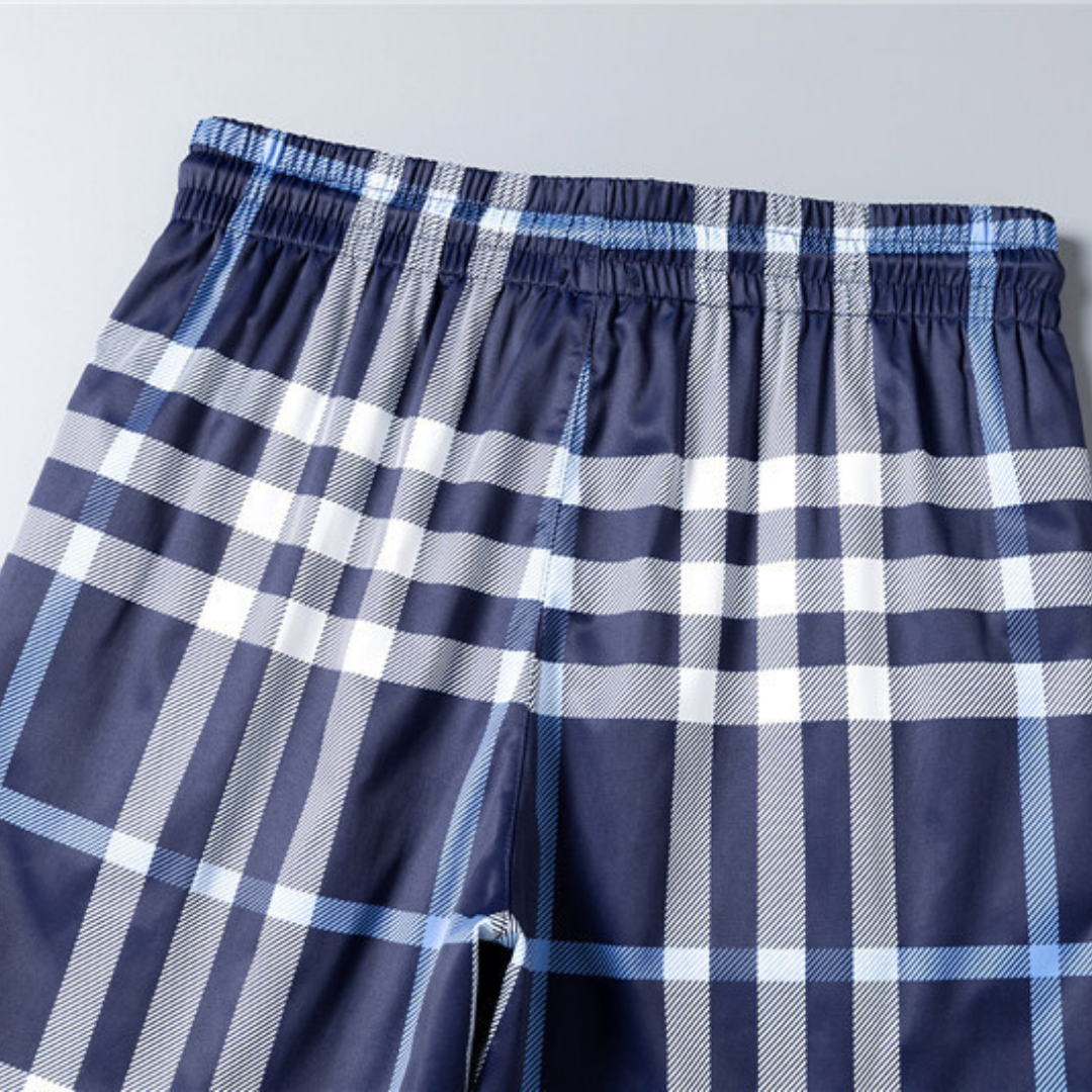 BB Monogram Shorts Azul Plaid 2