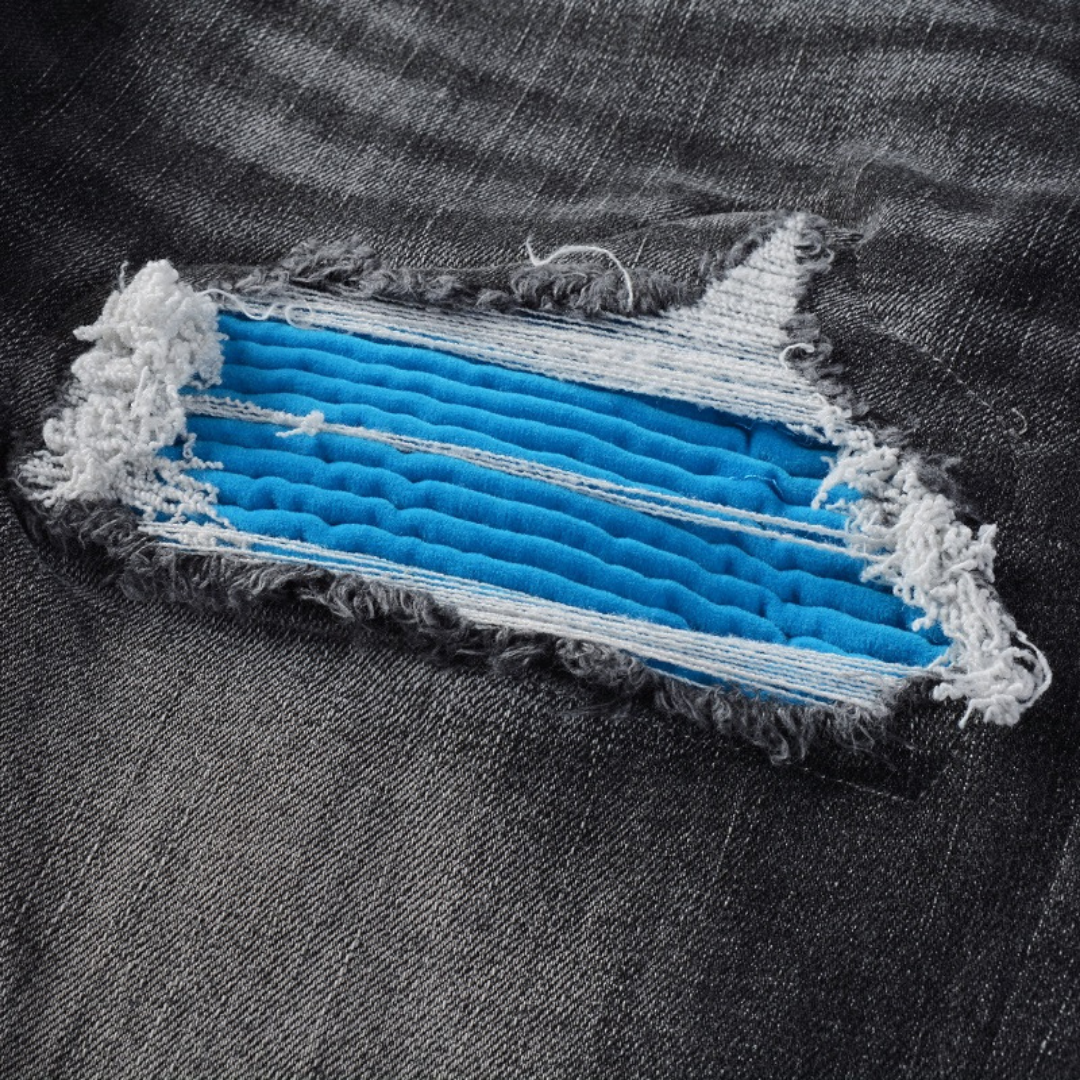 Amr Blue Patch Jeans Azul