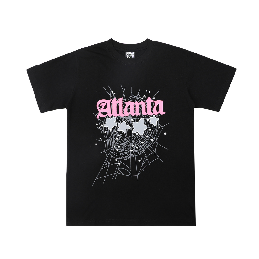 Camiseta Sp5der Negro Rosa Web