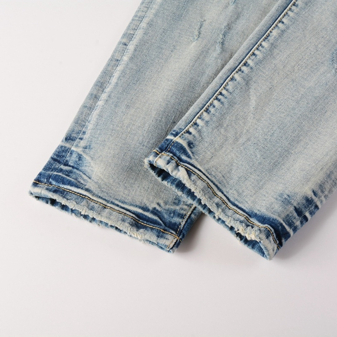 Purple Gradient Blue Jeans Lavado Claro Roturas