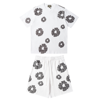 Denim Trs White Grey Short set