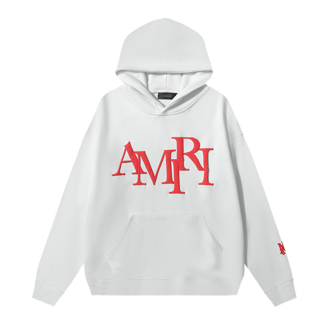 Amr Staggered Hoodie Monograma Rojo
