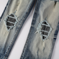 Amr Gradient Blue Diamonds Patch Jeans