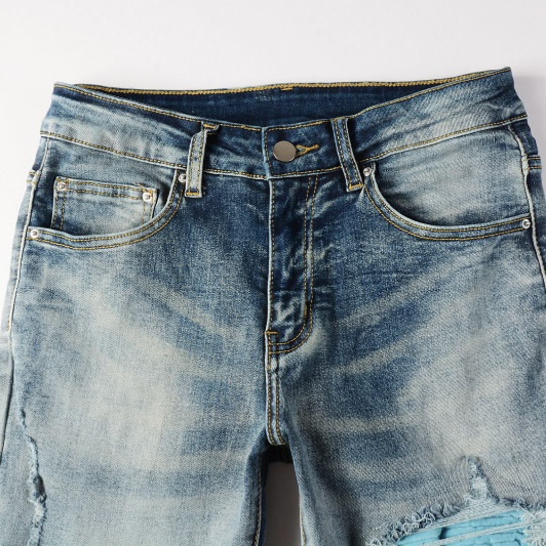 Amr Blue Patch Jeans Azul 2