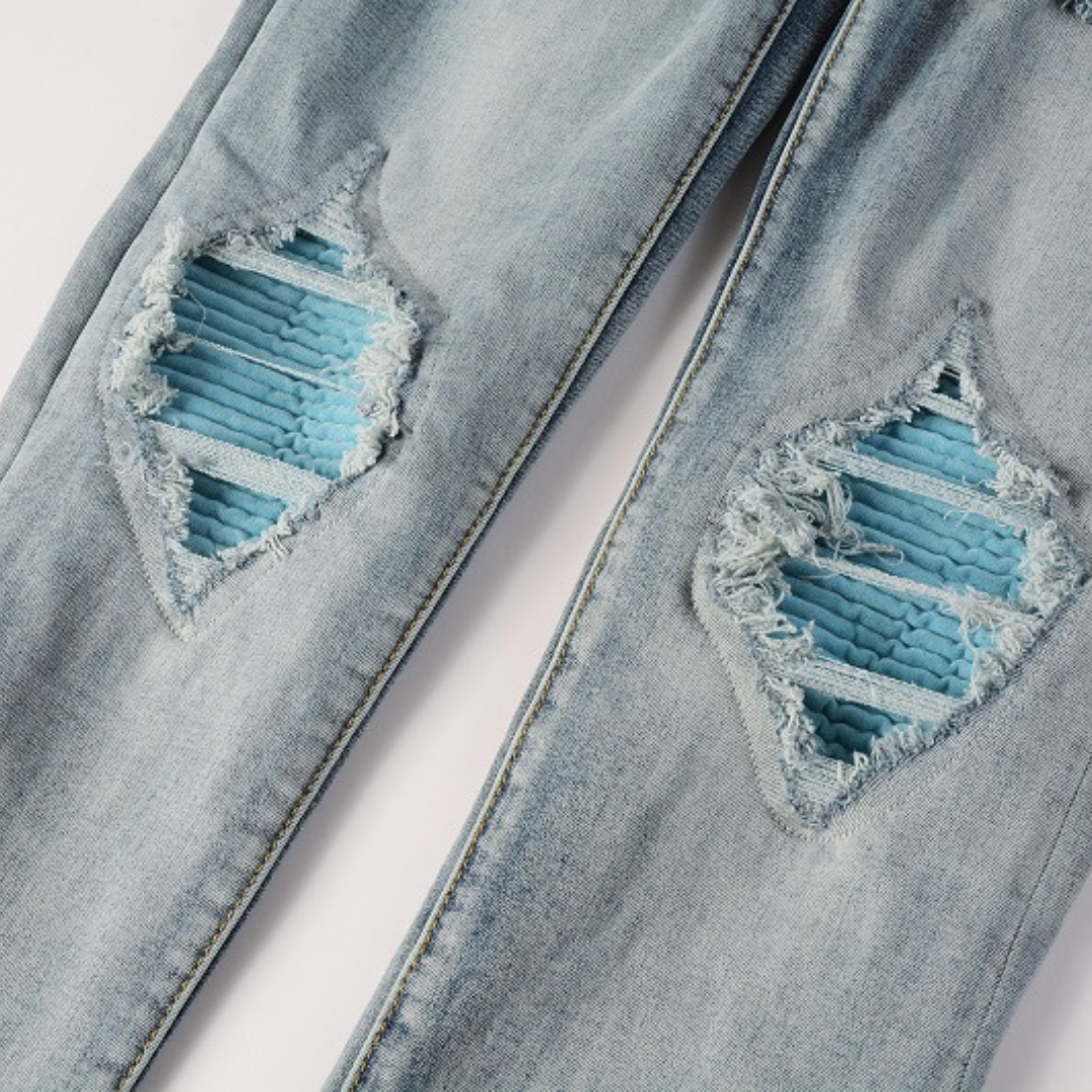 Amr Blue Patch Jeans Azul 2