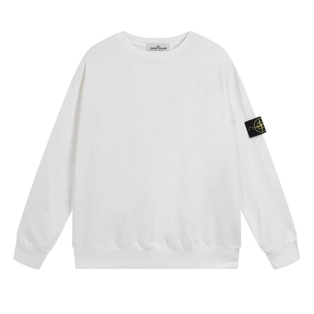 Buzo Stone Island Blanco Liso Blanco Parche Negro