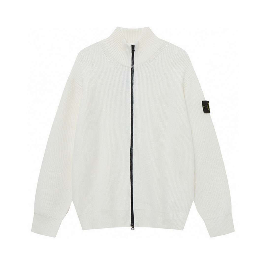 Buzo Stone Island Blanco Punto Negro