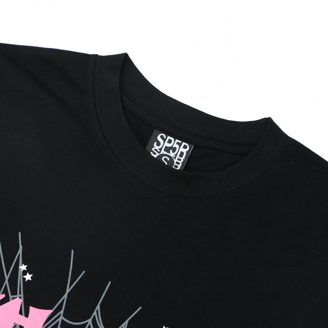 Camiseta Sp5der Negro Rosa Web