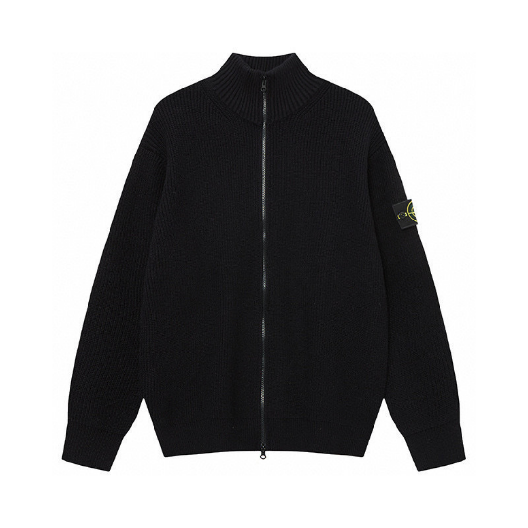 Buzo Stone Island Negro Logo Verde