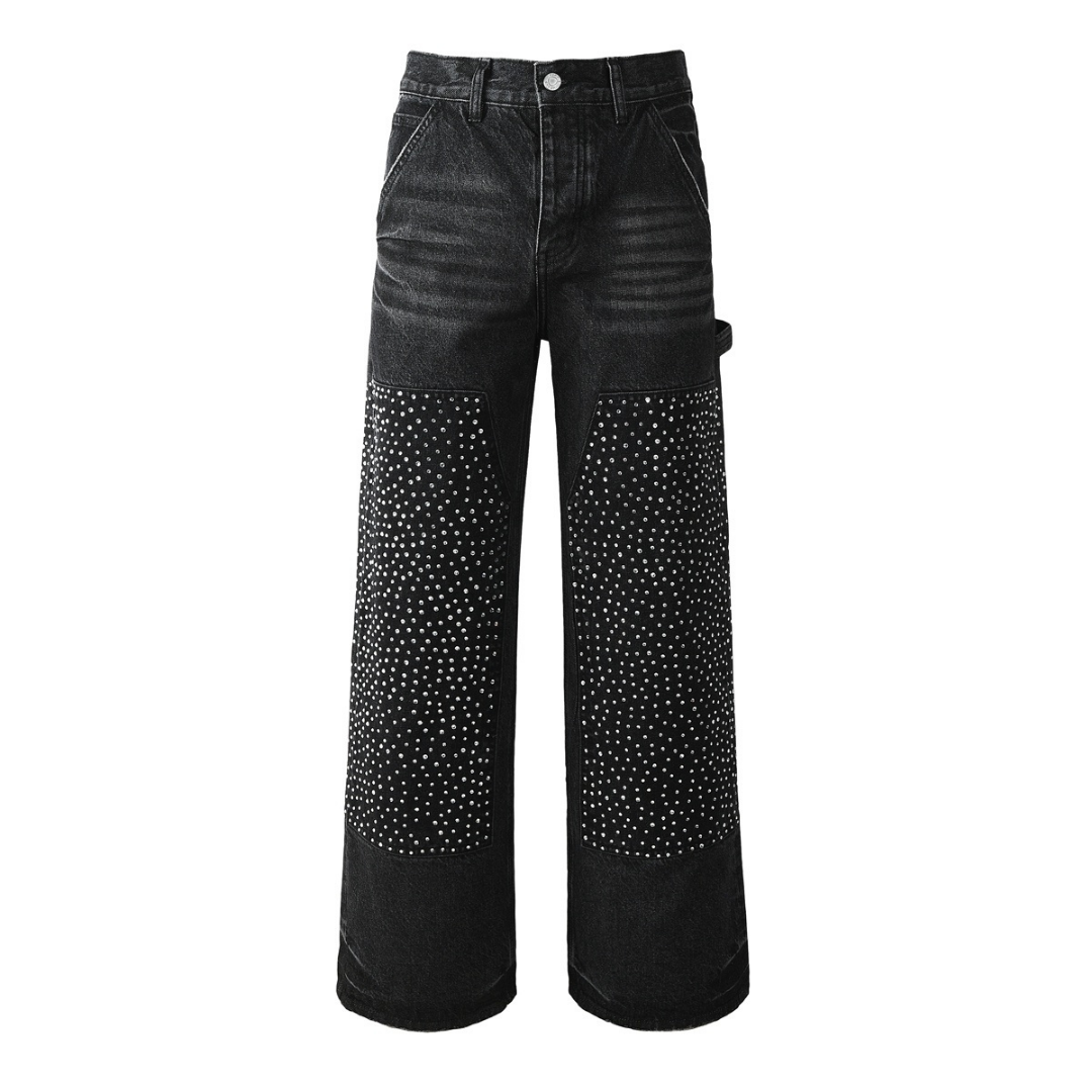 Purple Black Diamonds Jeans Negro Puntos Blancos