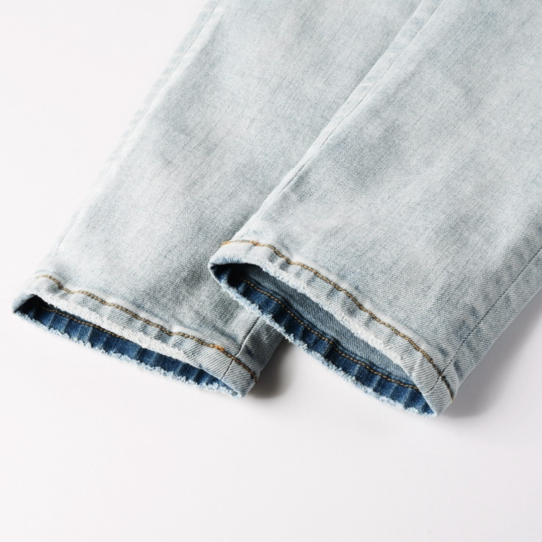 Amr Ripped Light Blue Diamonds Jeans