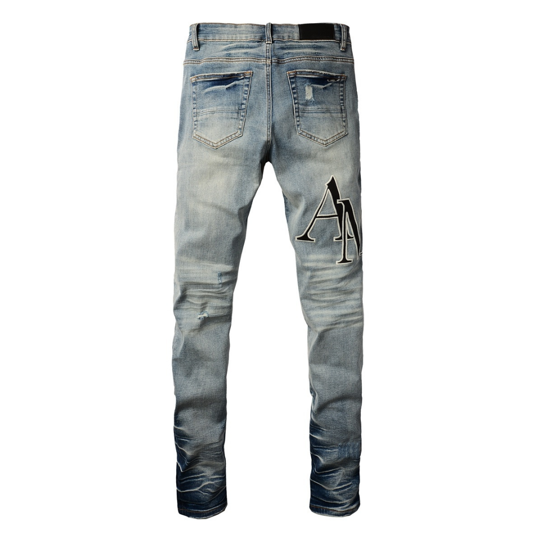 Amr Staggered Blue Jeans Azul 2
