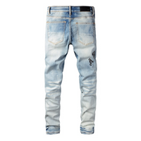 Amr Blue Distressed Jeans Azul