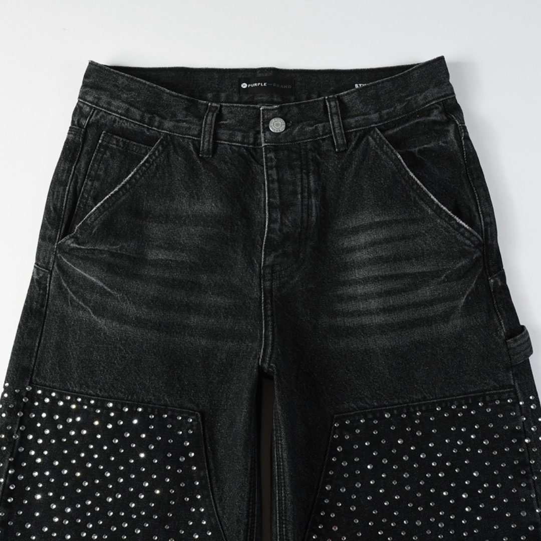 Purple Black Diamonds Jeans Negro Puntos Blancos