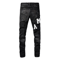 Amr White Logo Distressed Jeans