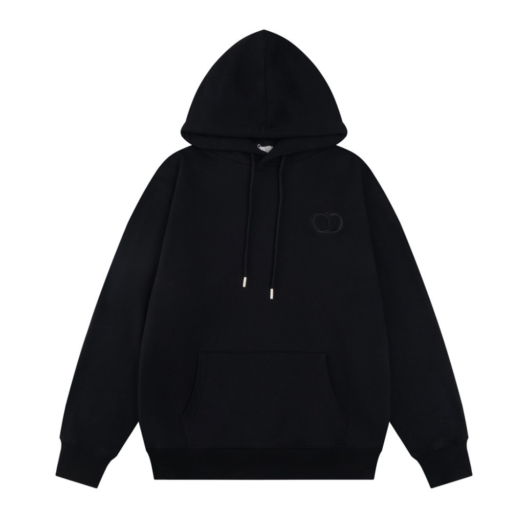 Monogram Hoodie Negro Logo Blanco
