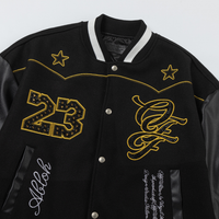 Off-White Off-W Varsity Jacket Negro Estrellas Amarillas