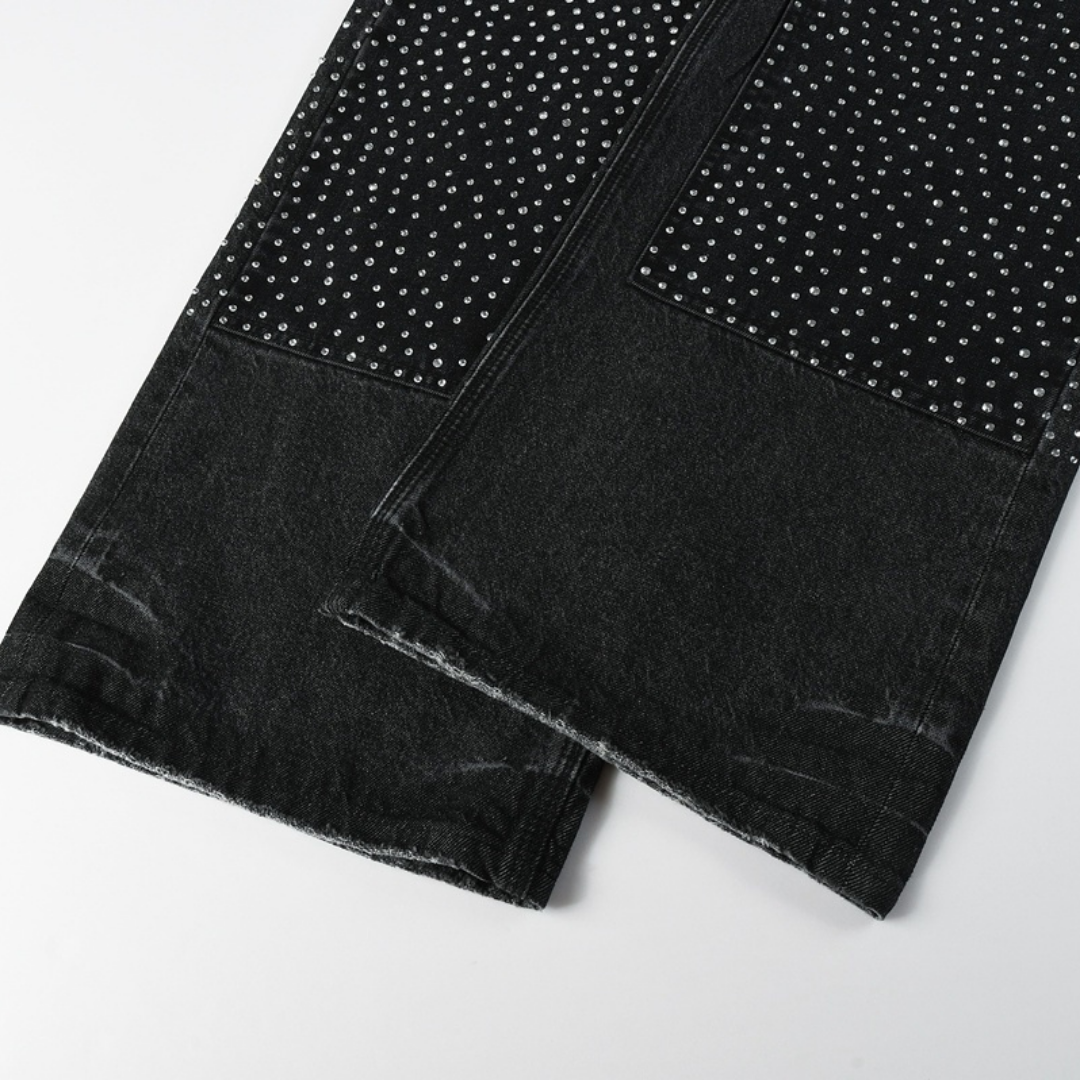 Purple Black Diamonds Jeans Negro Puntos Blancos
