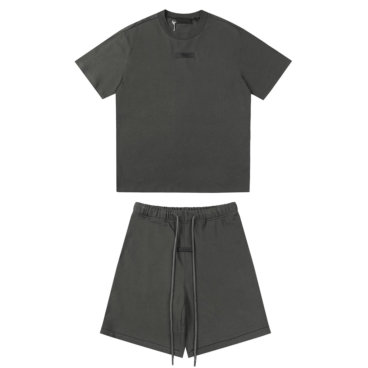 Essentials Short Set Negro Gris Camo