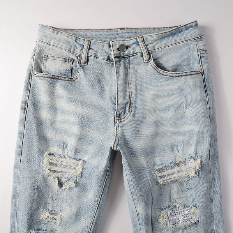 Amr Light Blue Patch Jeans Azul