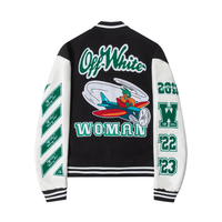 Off-White Off-W Varsity Jacket Negro Verde Mapa Blanco