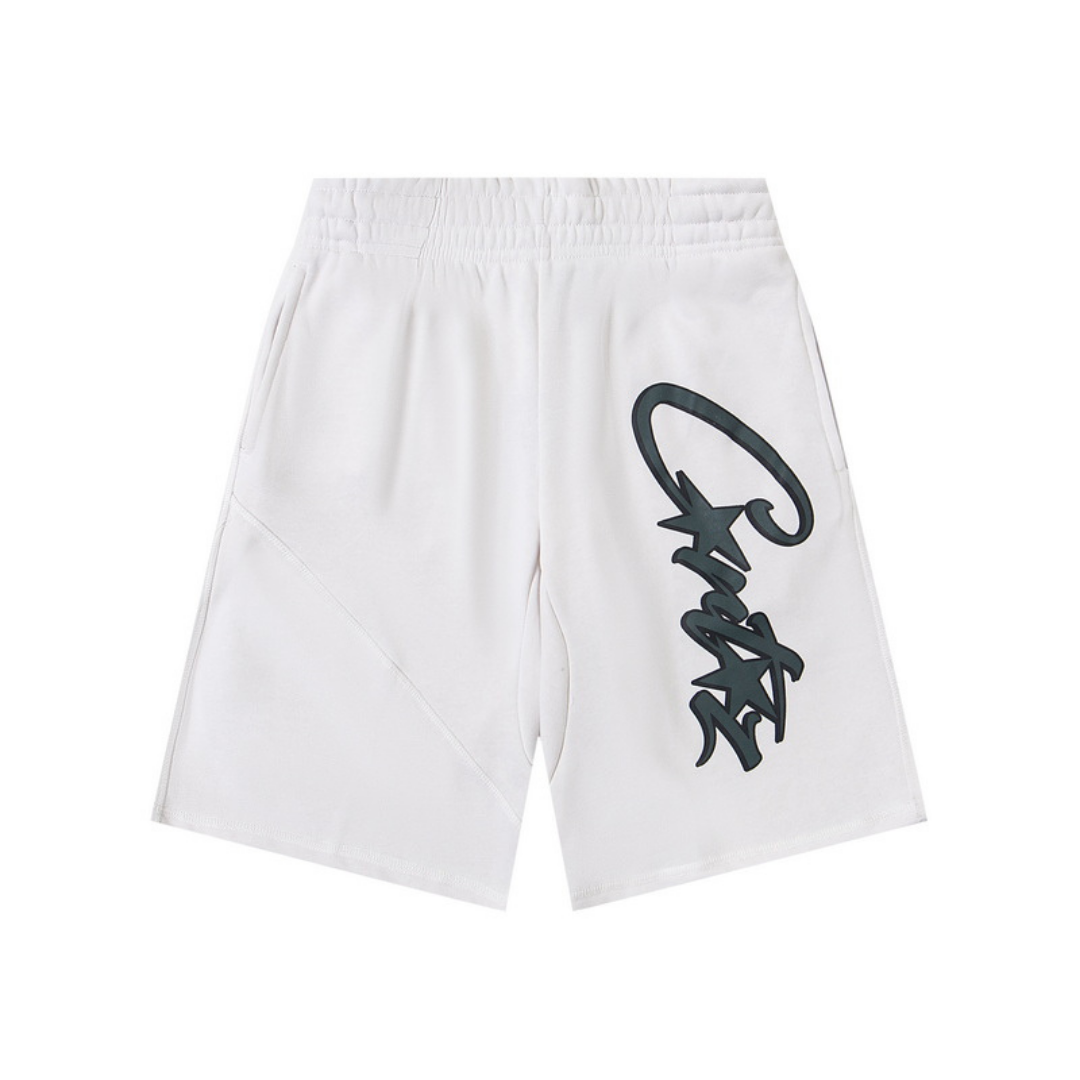 Rules the World White Shorts Negro Logo Blanco