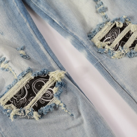 Amr Blue Distressed Jeans Azul