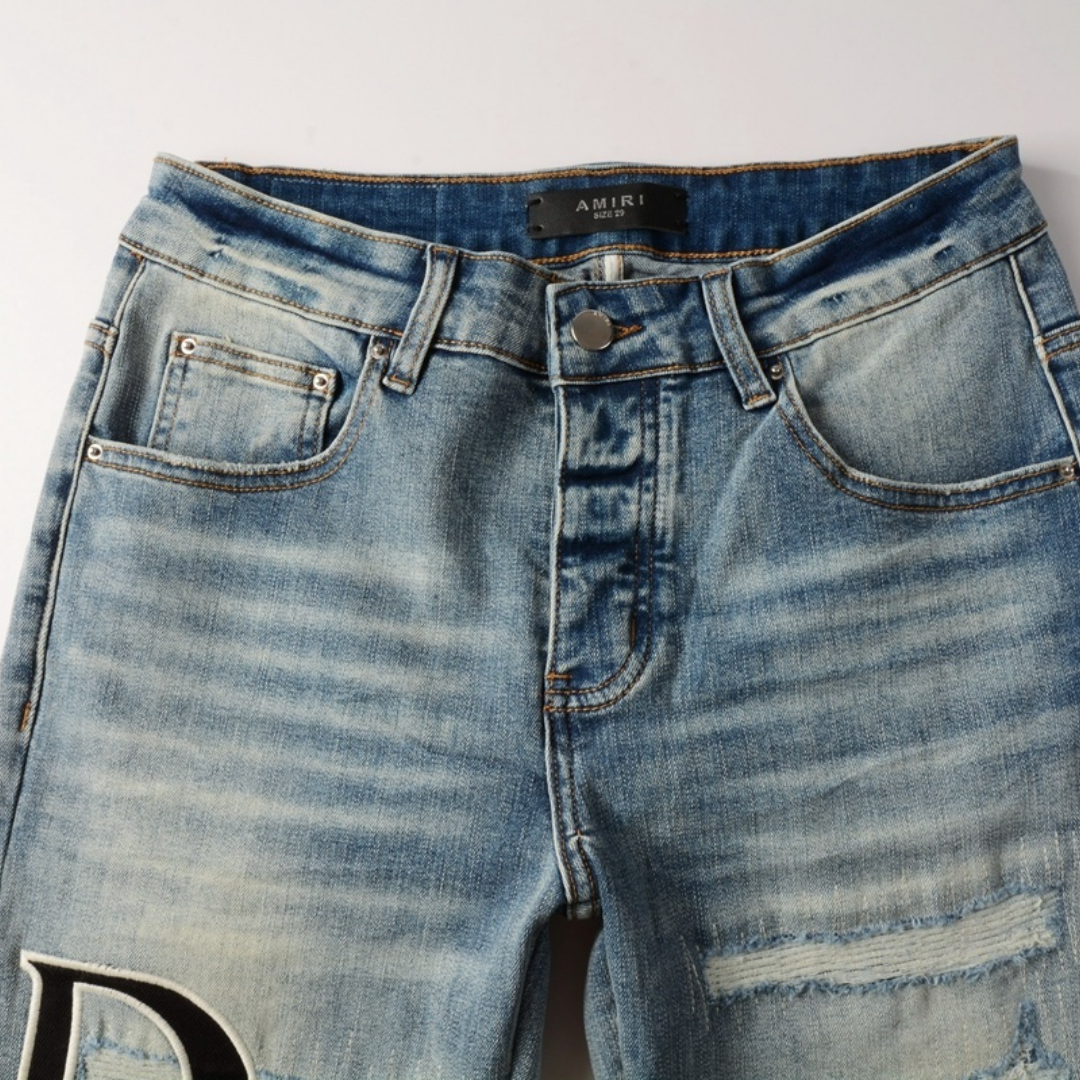 Amr Staggered Blue Jeans Azul 2