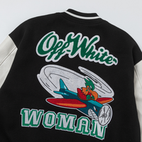 Off-White Off-W Varsity Jacket Negro Verde Mapa Blanco