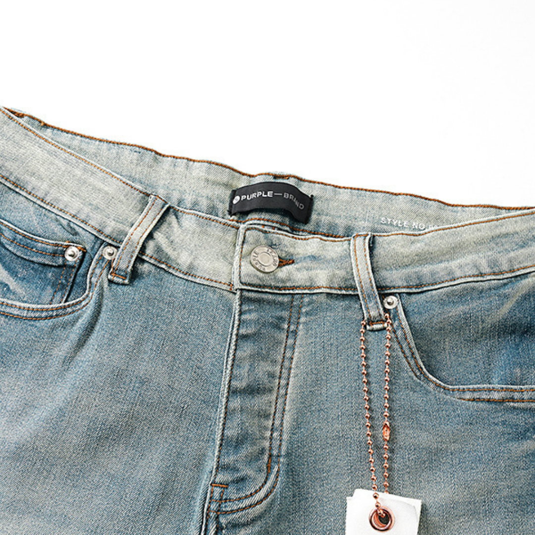 Pantalon Purple Brand Liso Azul Estrellas