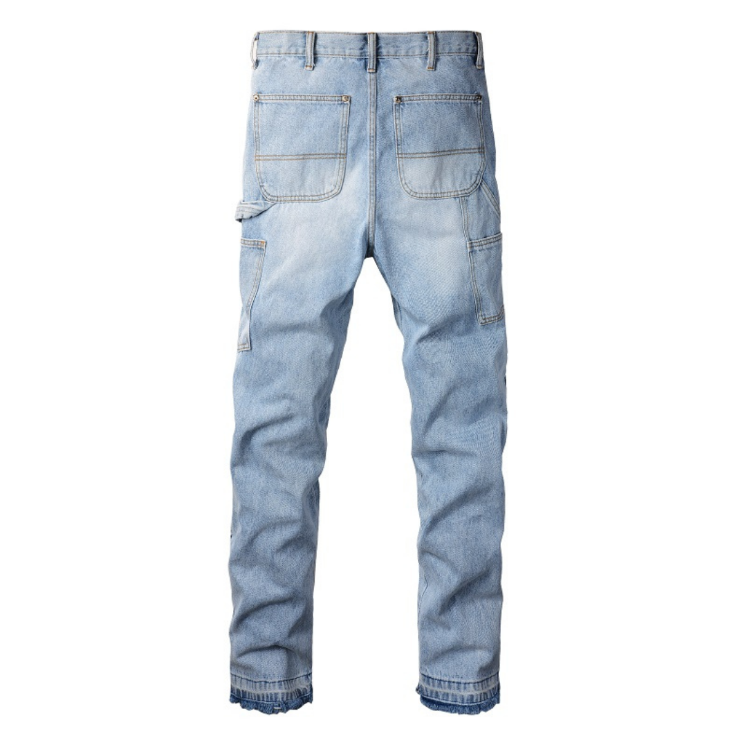 Amr Blue Patch Flared Jeans Azul
