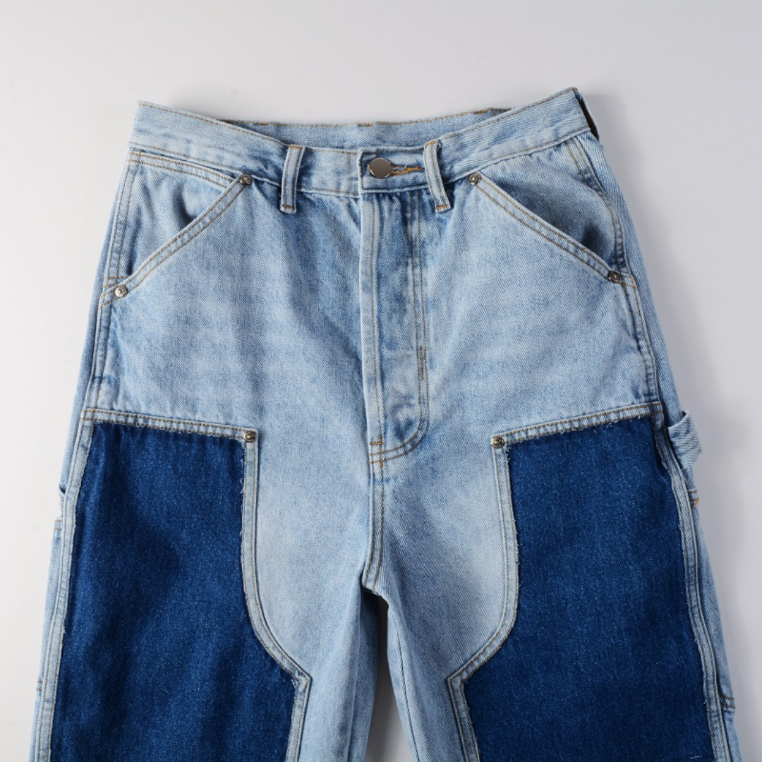 Amr Blue Patch Flared Jeans Azul