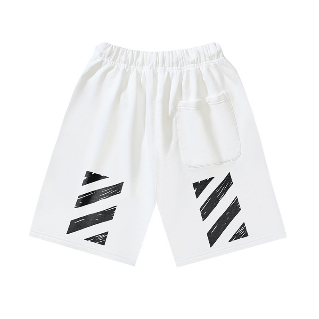 Off-White Off-W Monogram Shorts - Blanco Liso Blanco Logo Negro