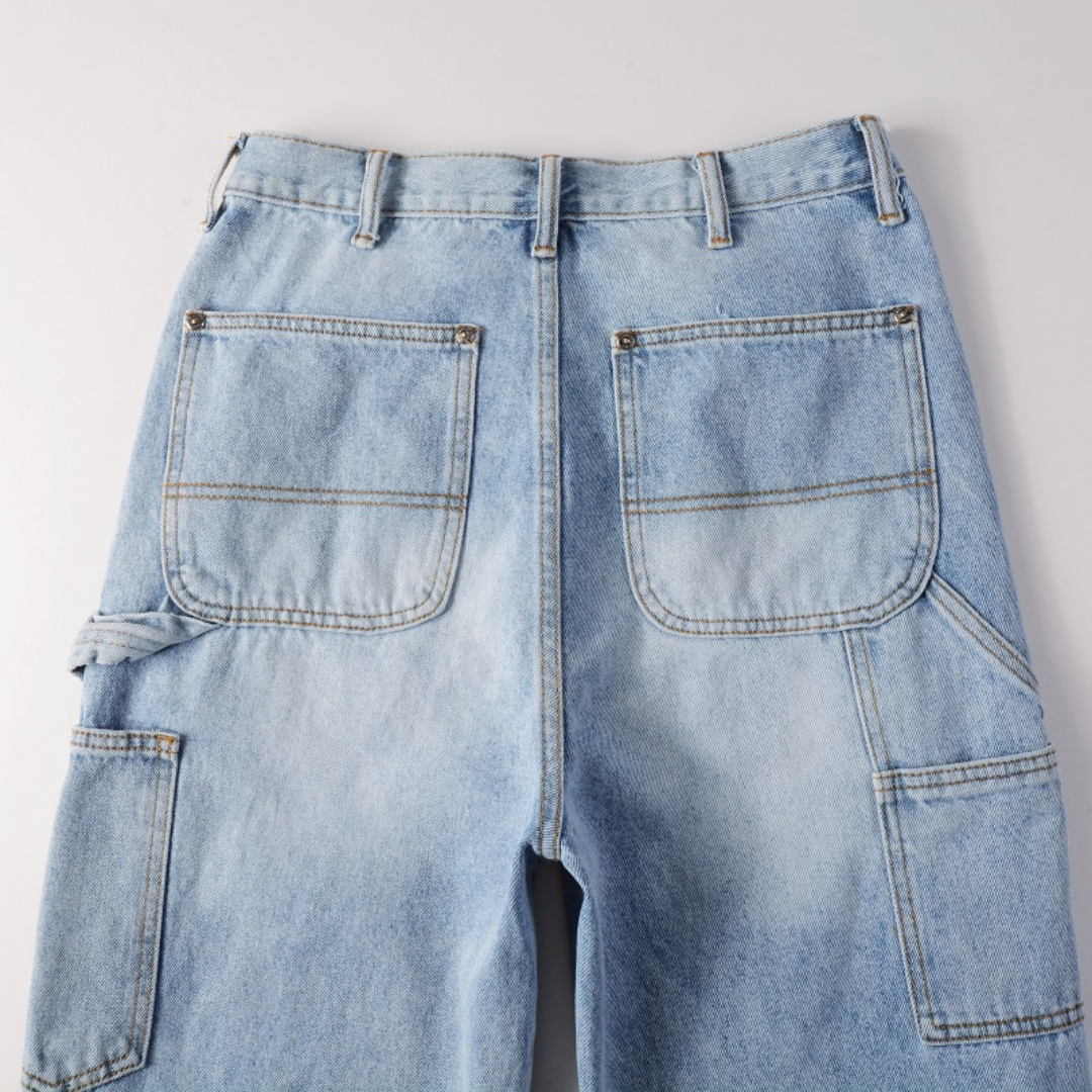 Amr Blue Patch Flared Jeans Azul