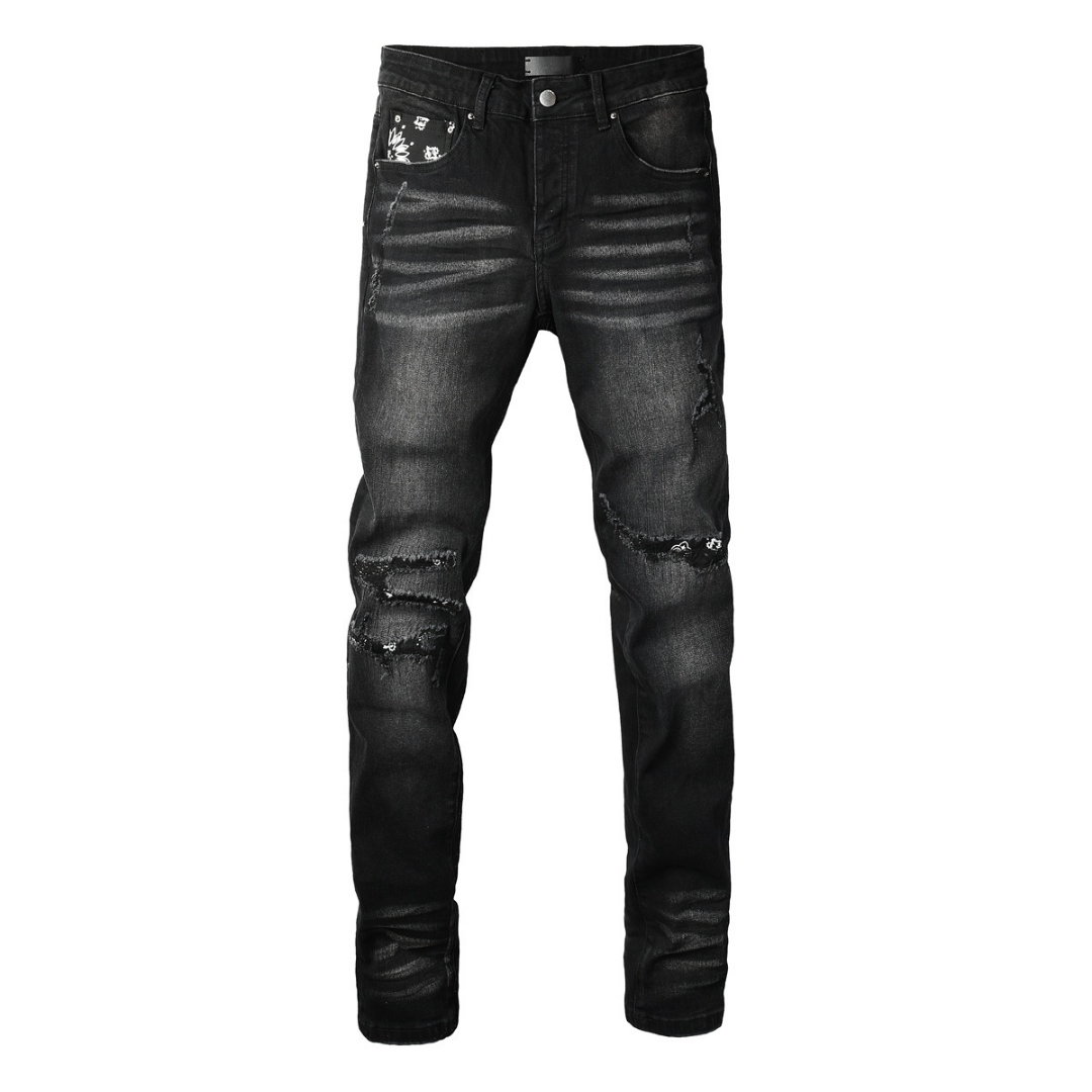 Amr Bandana Black Ripped Jeans Negro