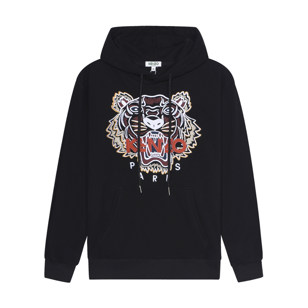 Tiger Monogram Hoodie Negro Patrón Tigre