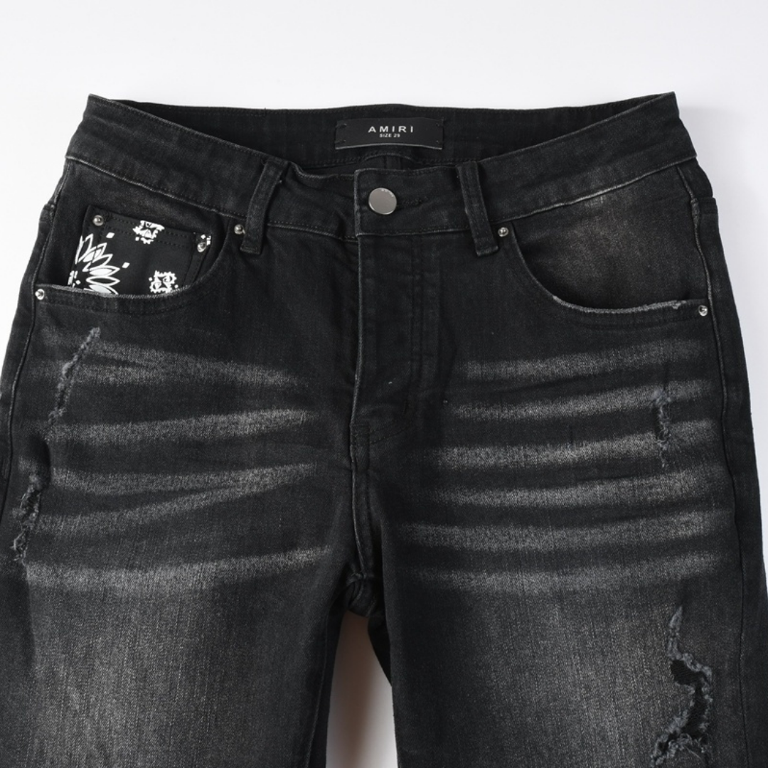 Amr Bandana Black Ripped Jeans Negro
