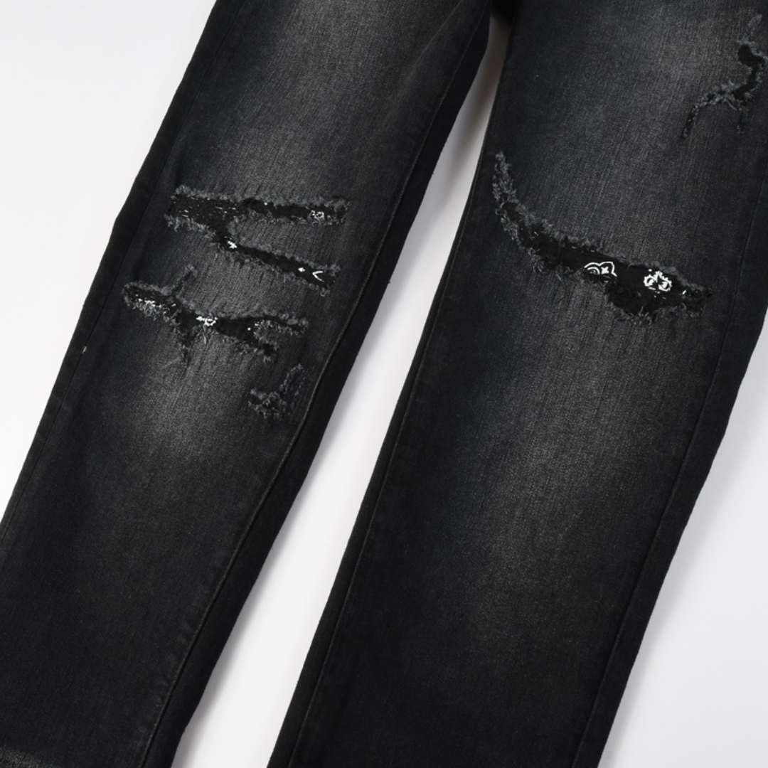Amr Bandana Black Ripped Jeans Negro