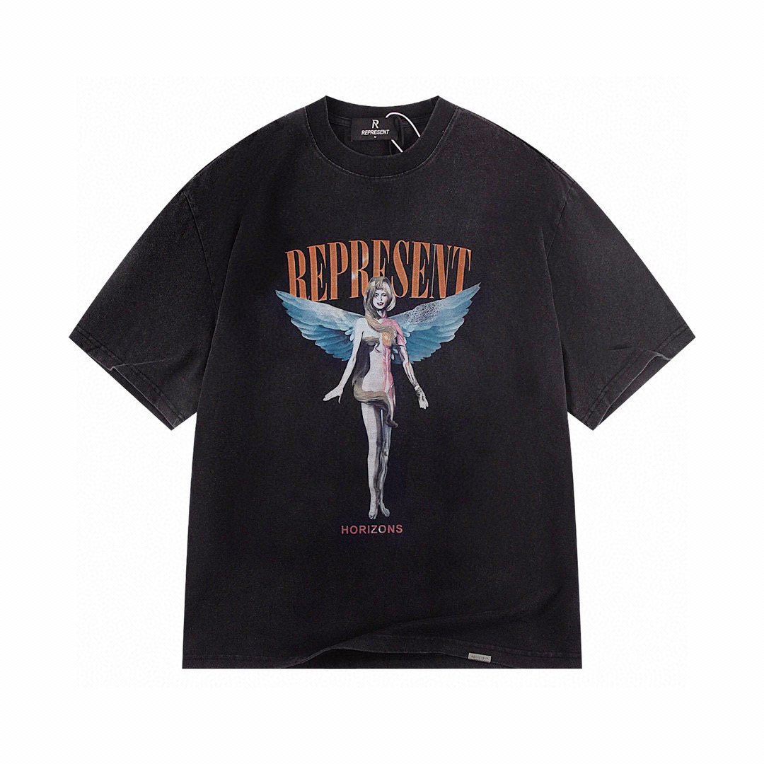 Camiseta Represent Negro Azul Blanco Angel