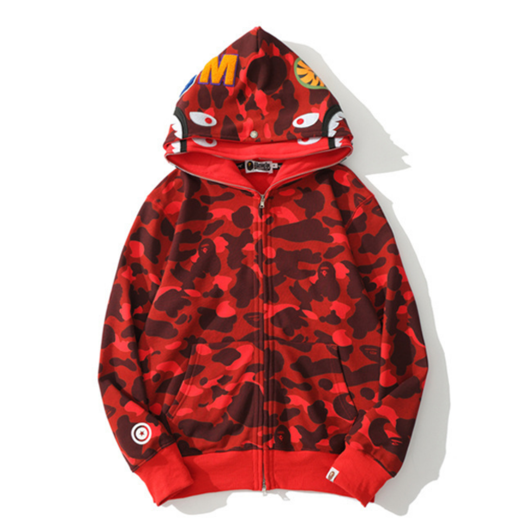 Bape Zip Hoodie Camo Negro Rojo 2