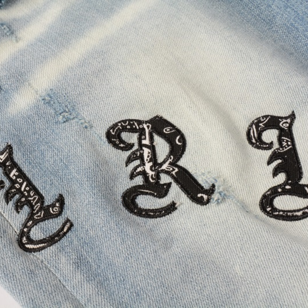 Amr Blue Distressed Jeans Azul