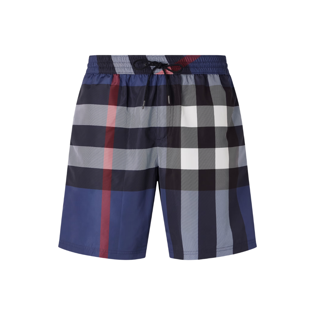 BB Monogram Shorts Plaid Azul Gris Blanco