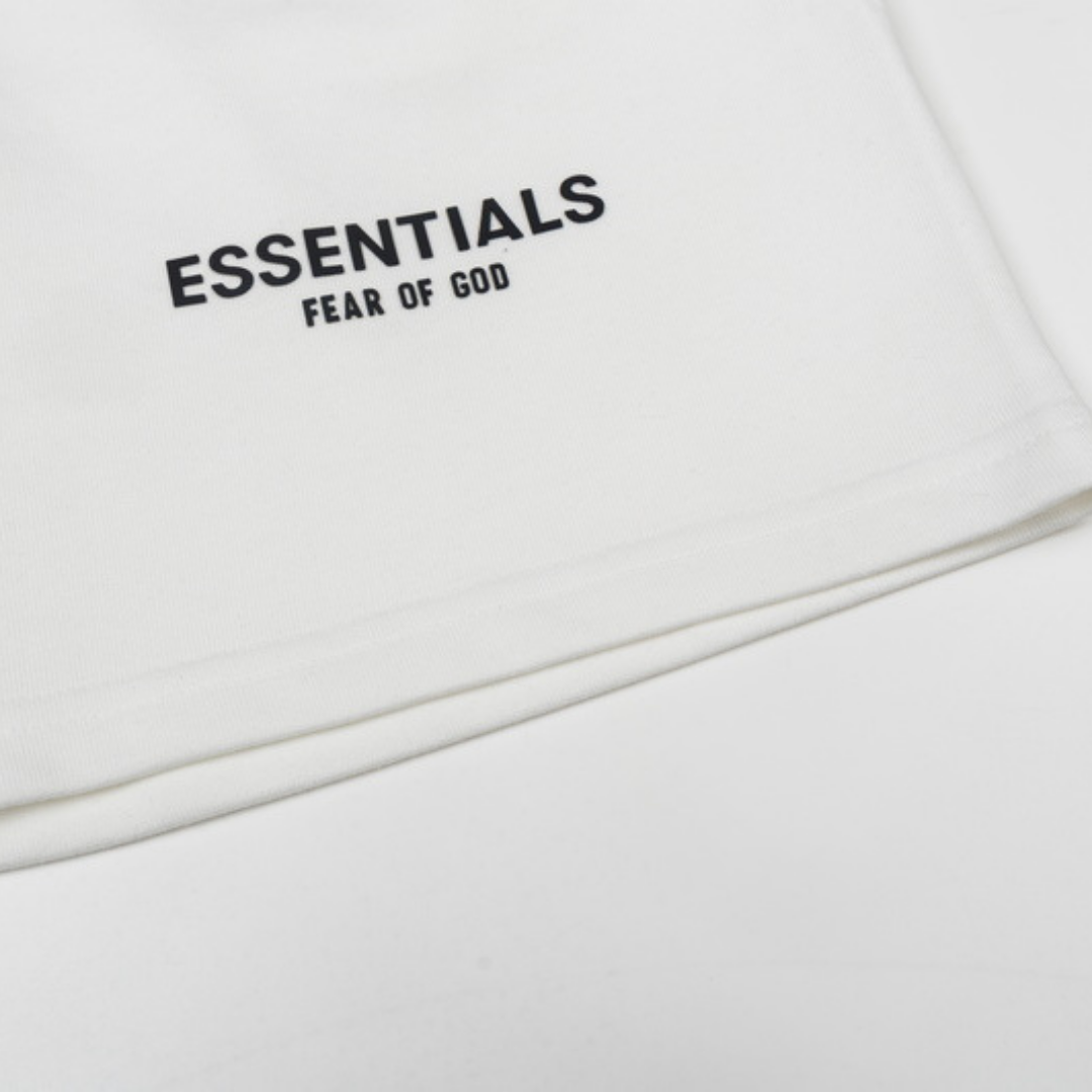 Essentials Shorts Blanco Logo Negro 4